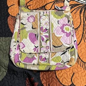 Vera Bradley (Portobello Road) Floral Quilted Crossbody Bag in Pink, Green & Tan